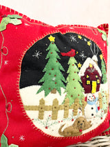 Handmade Snowman & House Pillow