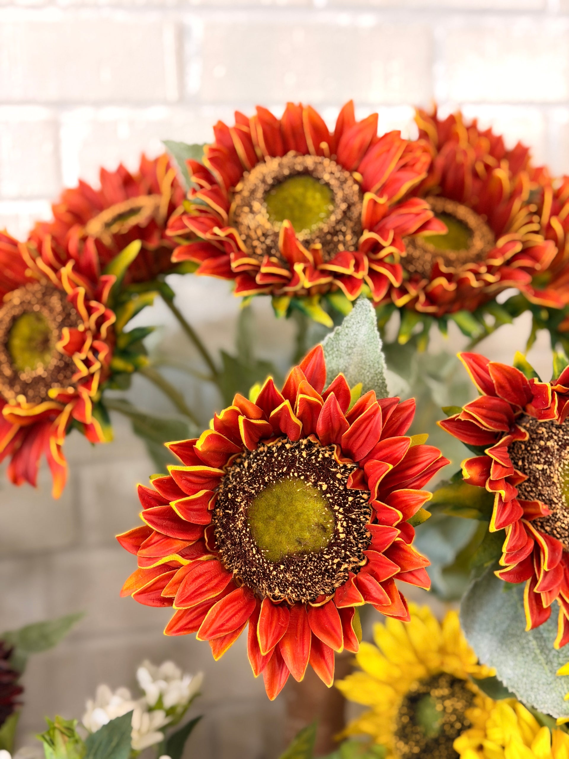 Orange Real Touch Sunflower Spray