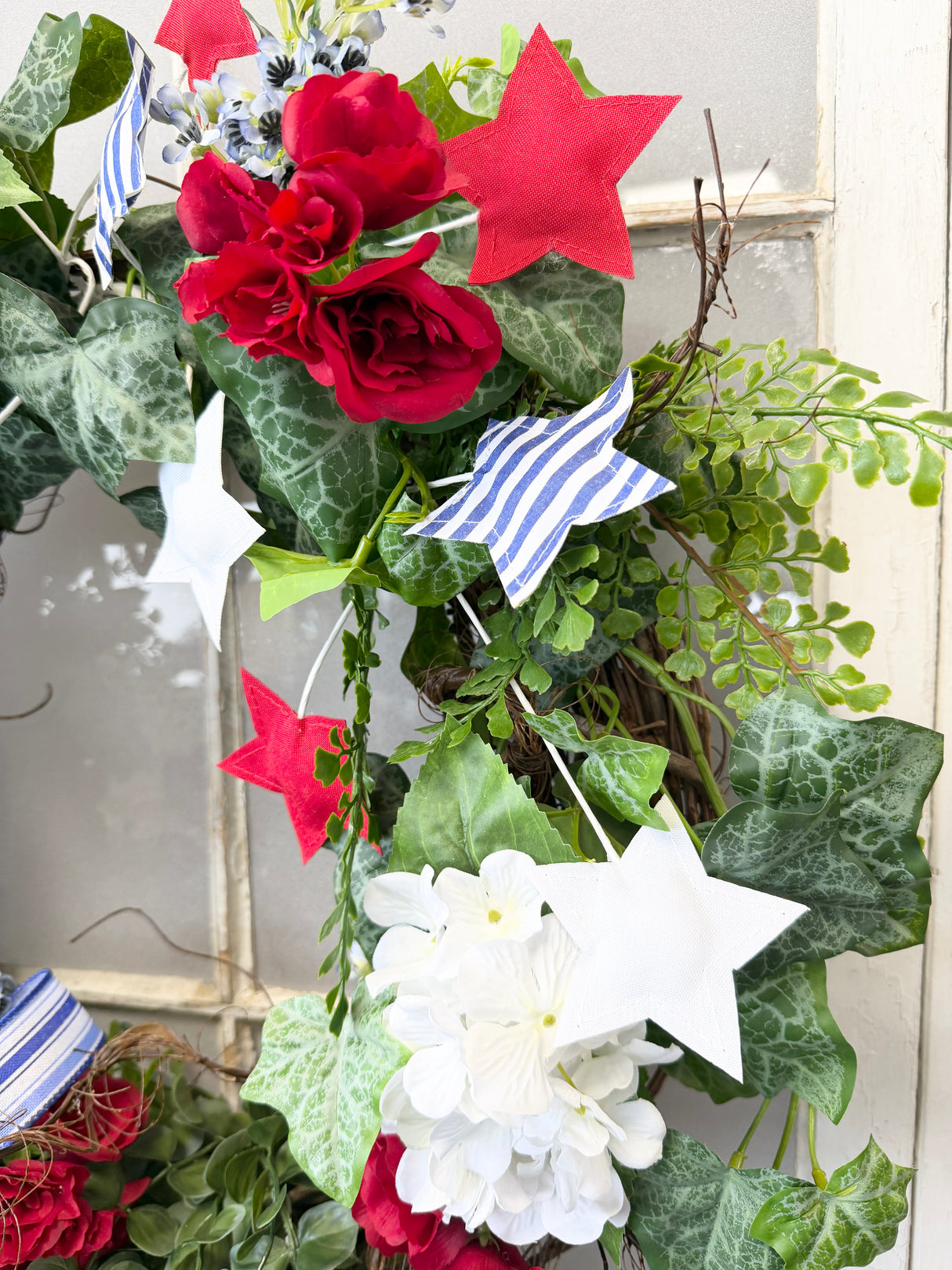 32" UV Protect Red, White & BOOM Wreath