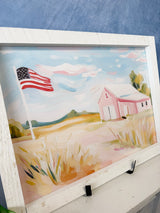American Flag on Barn Wood Framed Art