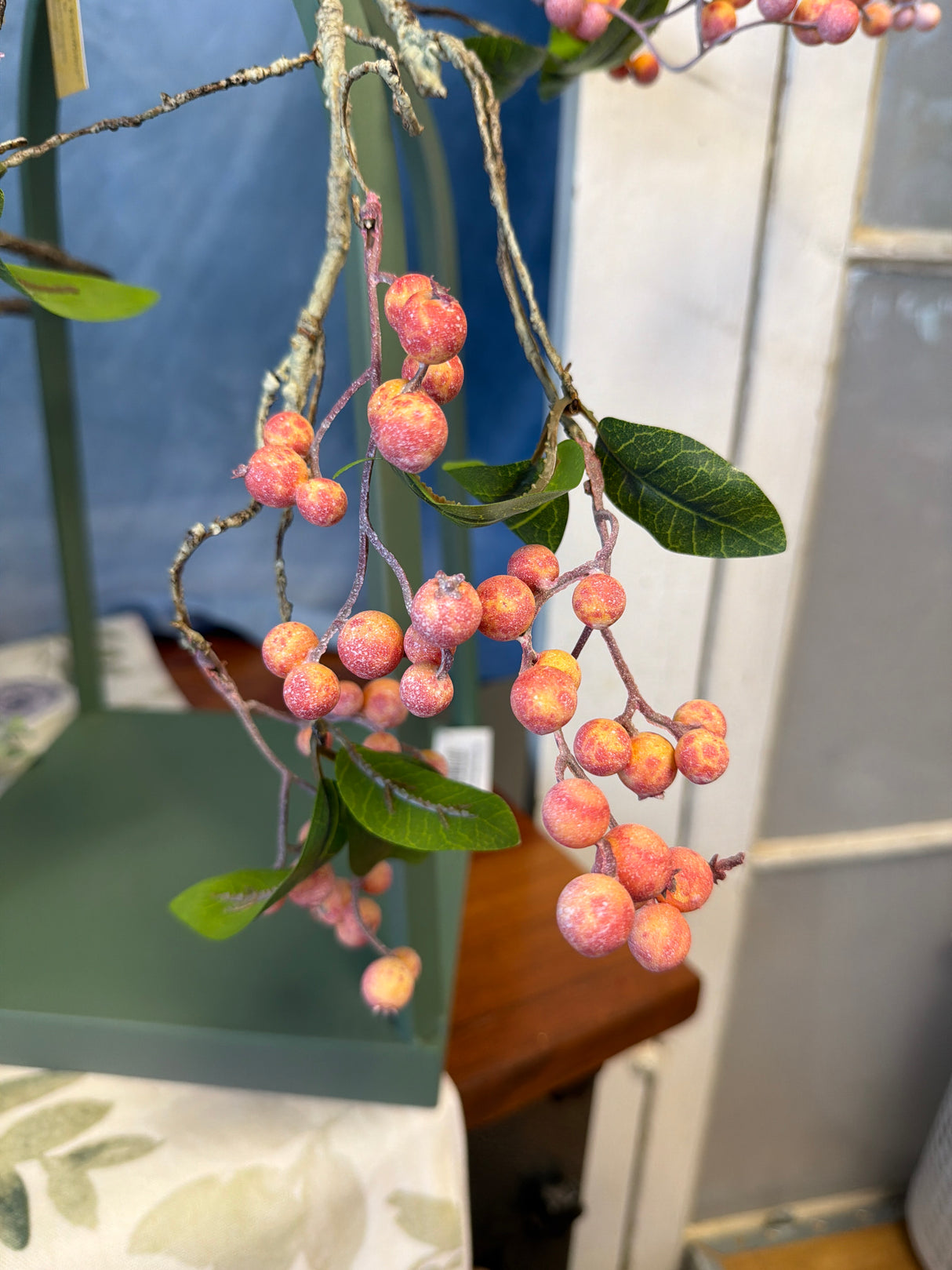 Pink Berry Leaves Branch