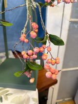 Pink Berry Leaves Branch