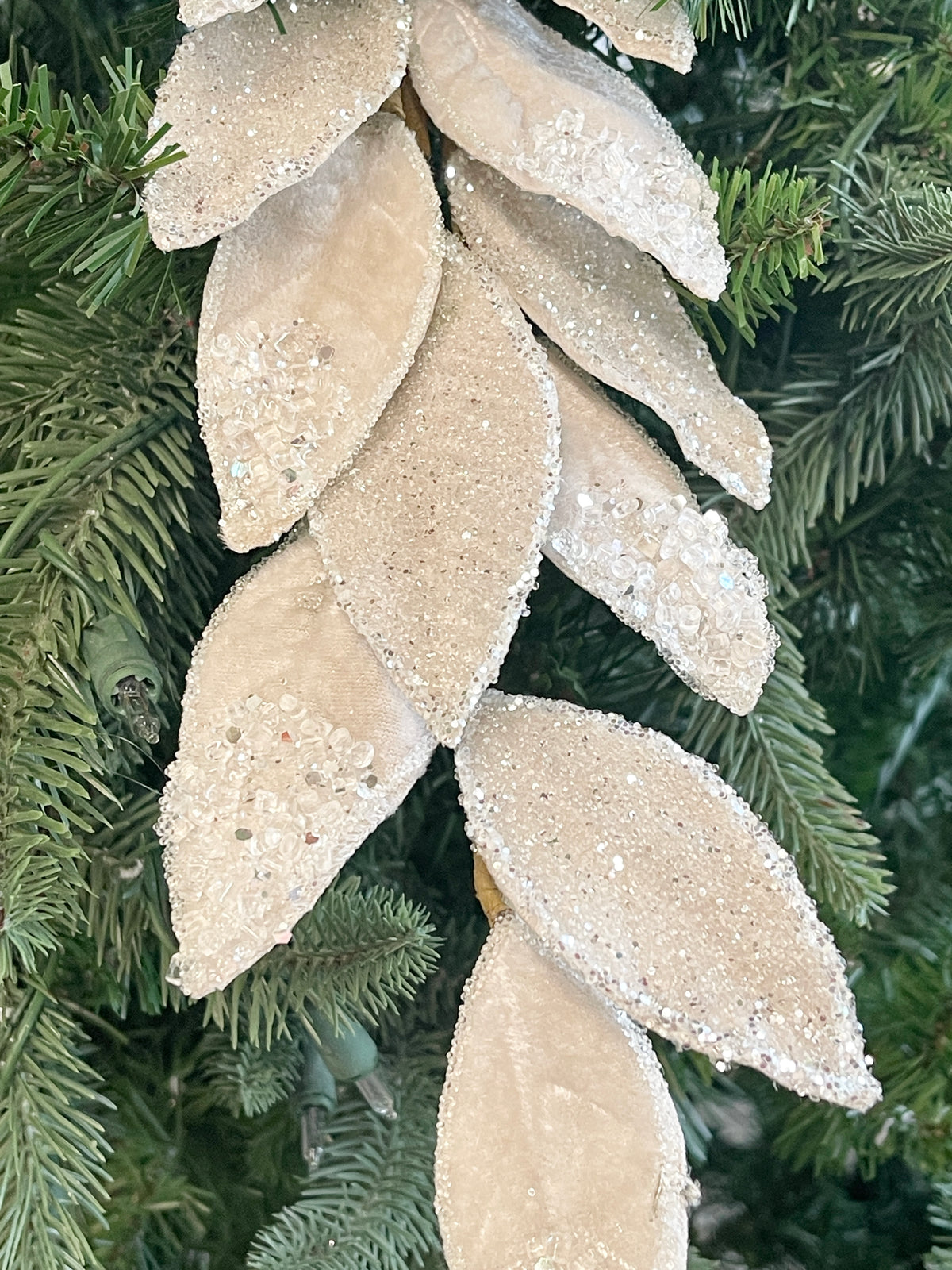 Platinum Iced Leaves Spray