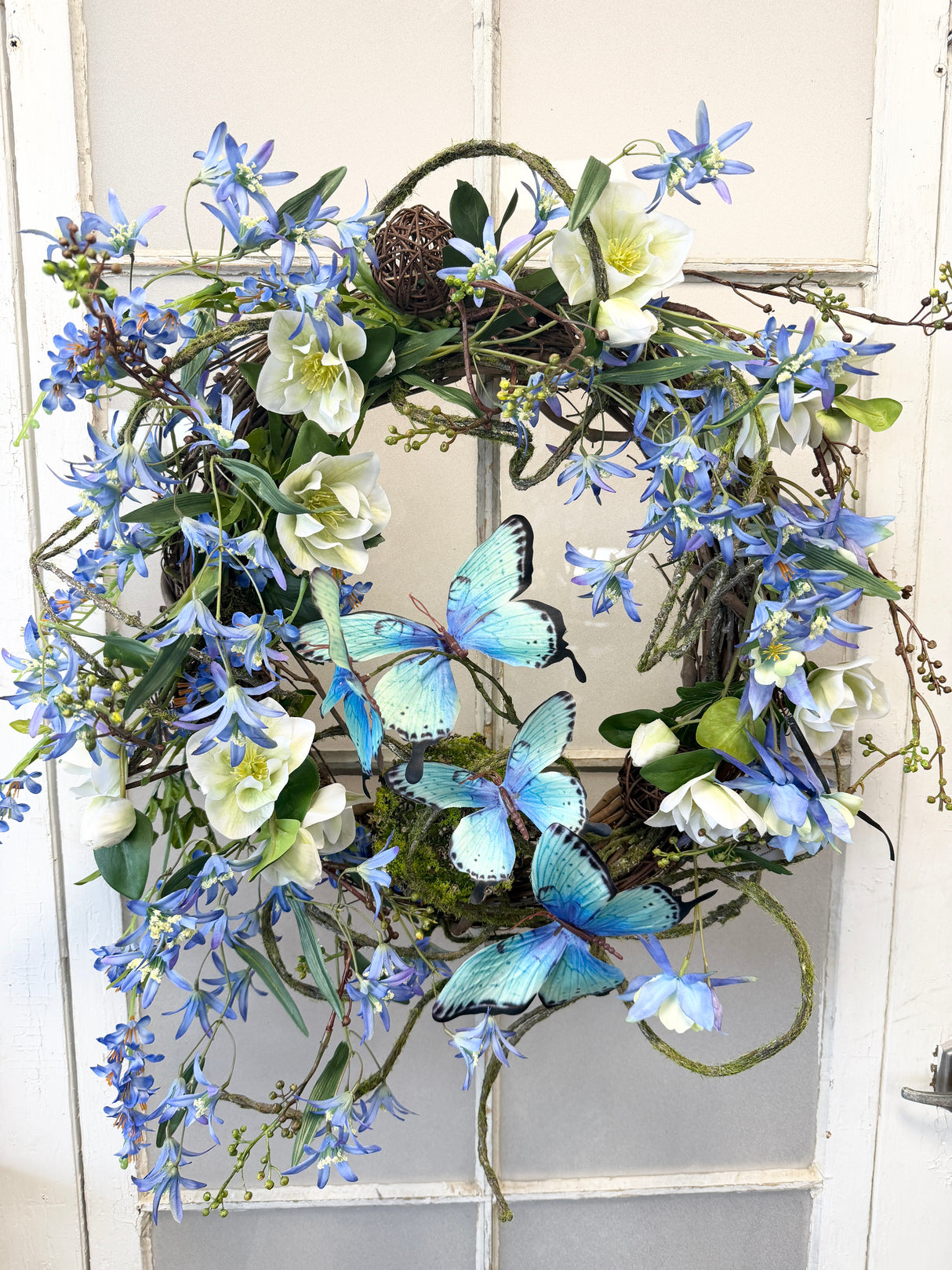 24" Bluebell Butterfly Bliss Wreath
