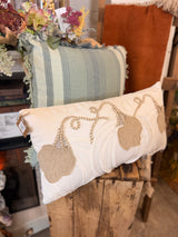 Lumbar White Pumpkin Applique Pillow