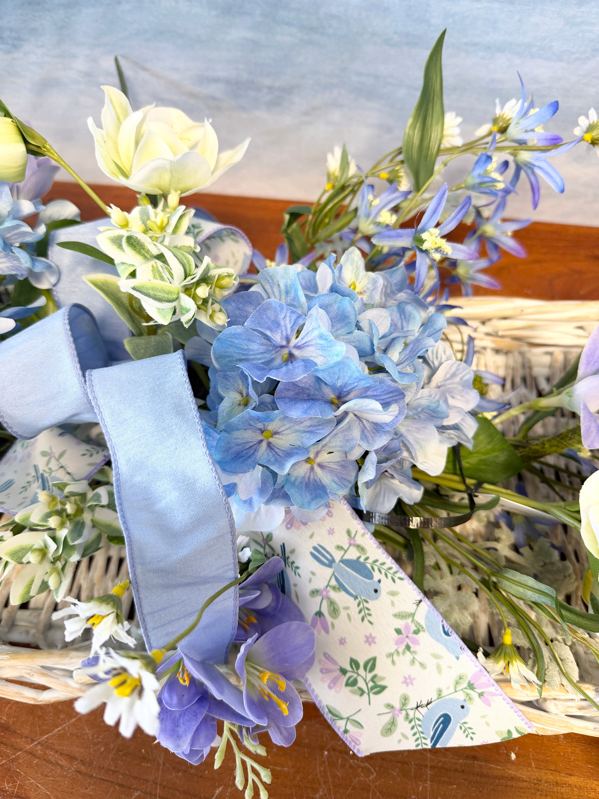 32" Blue Birds Singing Swag