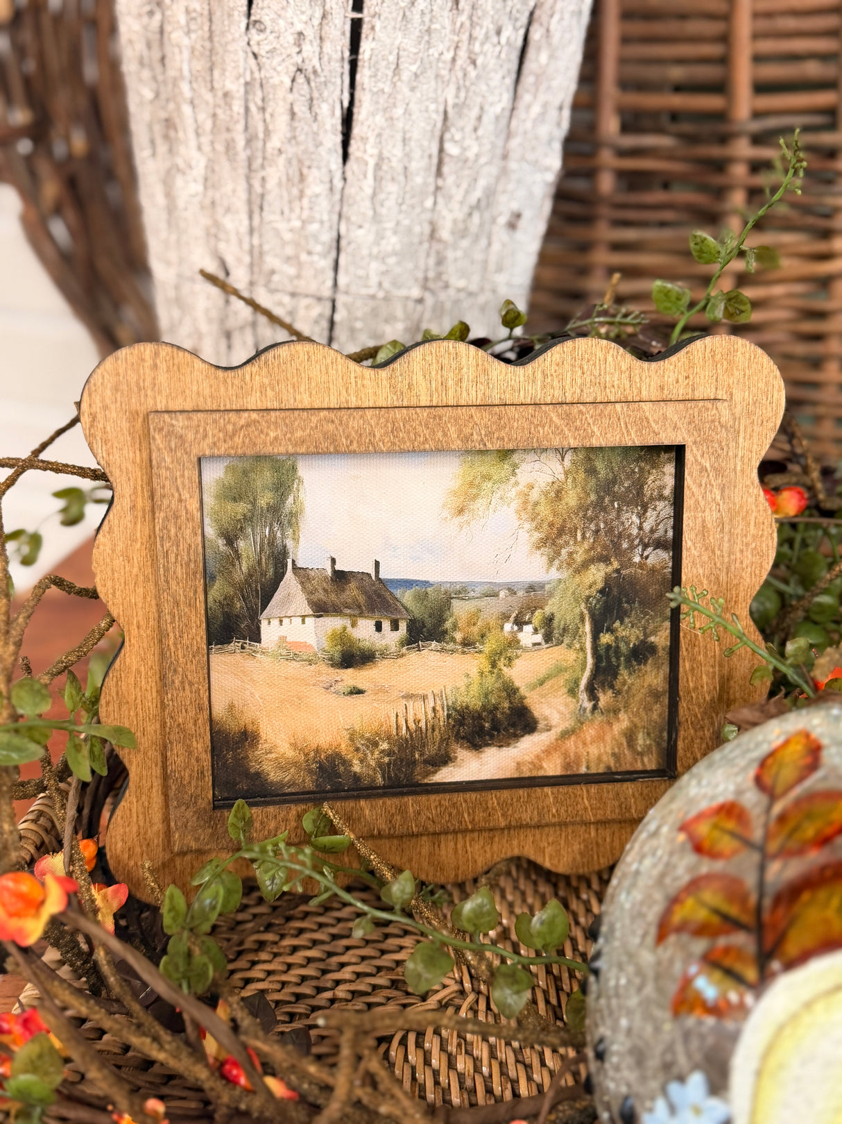 Scallop White Cottage Framed Canvas Art