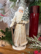 Vintage Resin Santa with Cane and Tree