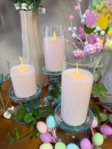 Pink Moving LED Glass Candle Set