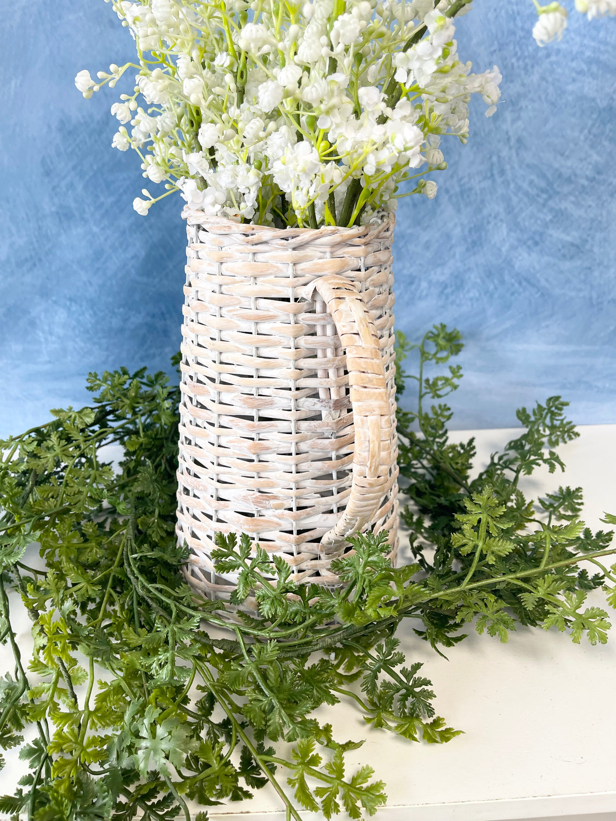 Whitewash Woven Pitcher