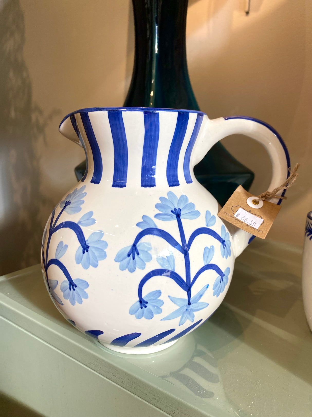 Blue Floral Pitcher