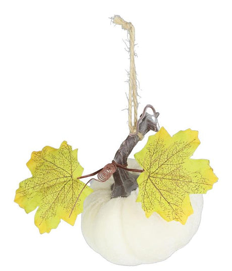 Velvet cream pumpkin accent for farmhouse transitional fall home decor from Magnolias Home Decor