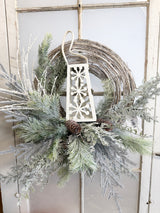 24" All Is Bright Lantern Wreath