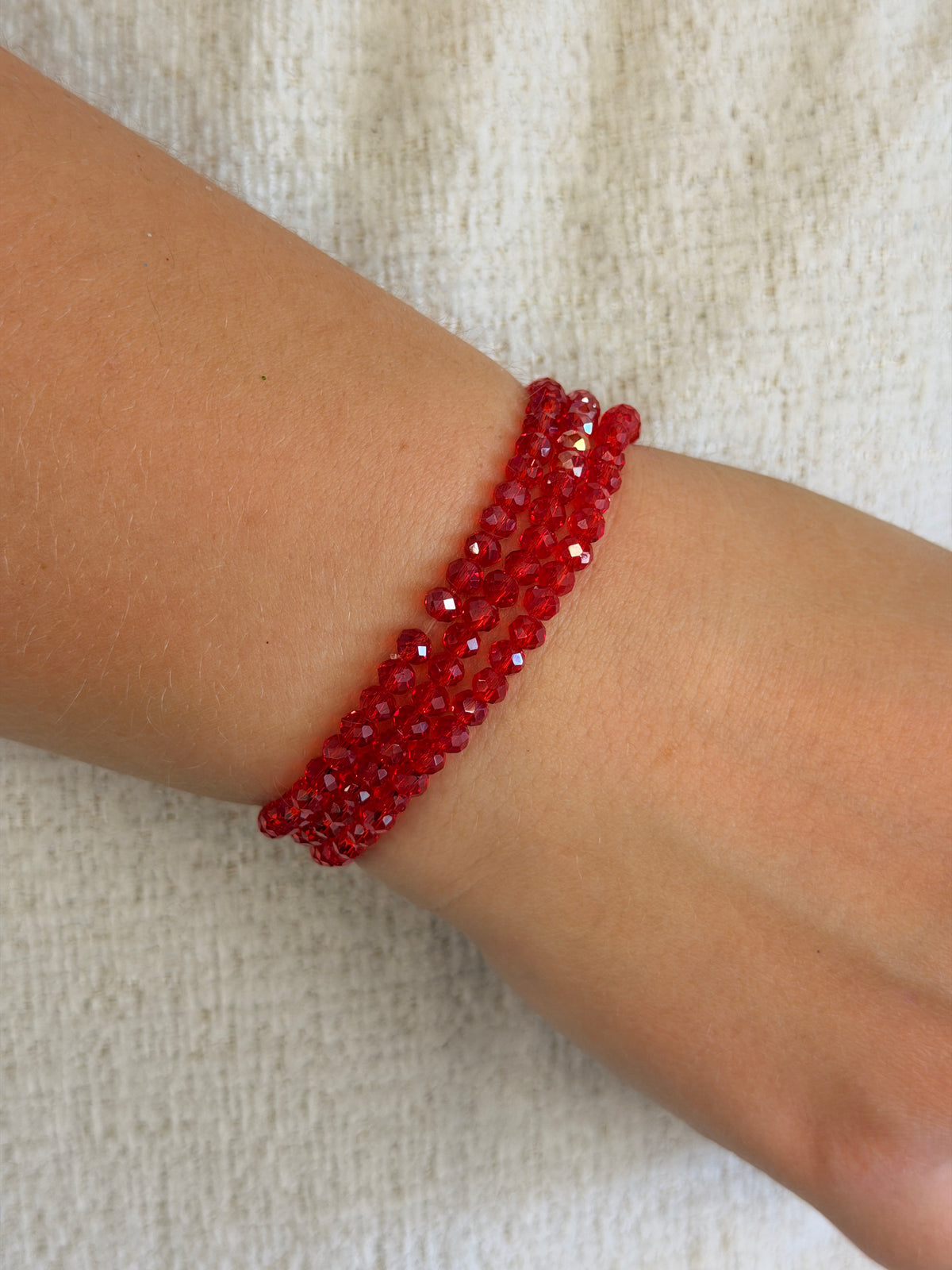 Red Stretchy Facet Mila-Mix Bracelet
