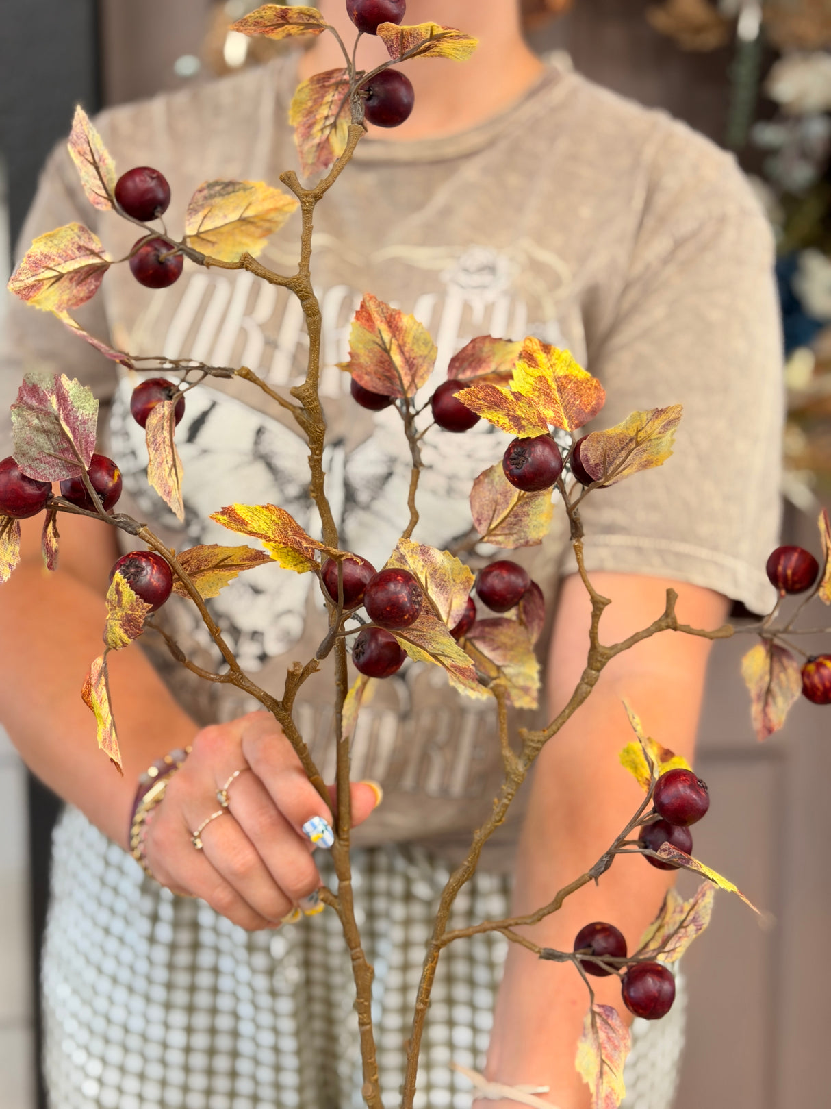 Burgundy Hawthorn Berry Spray