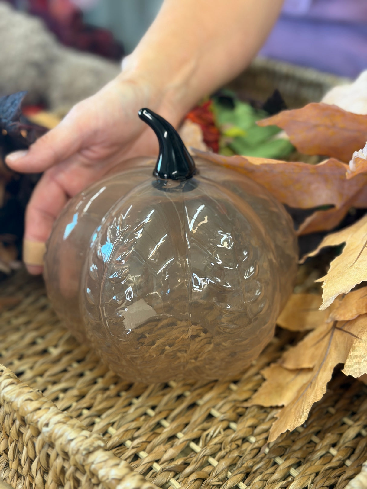 Sleepy Hollow Beige Glass Pumpkin