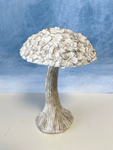 Whitewashed Resin Floral Top Mushroom -2 Sizes