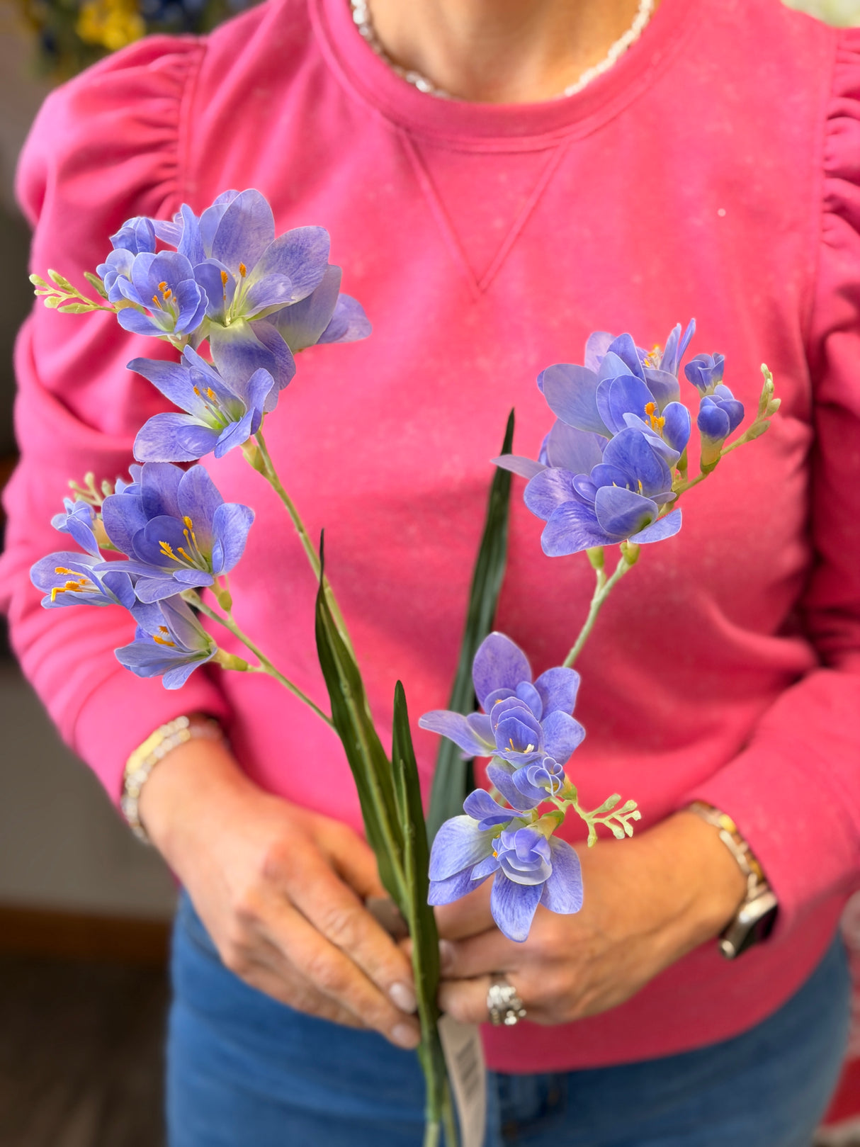 Real Touch Lavender Freesia Spray