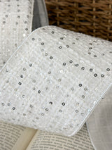 4" White Sequin Check Ribbon Bolt