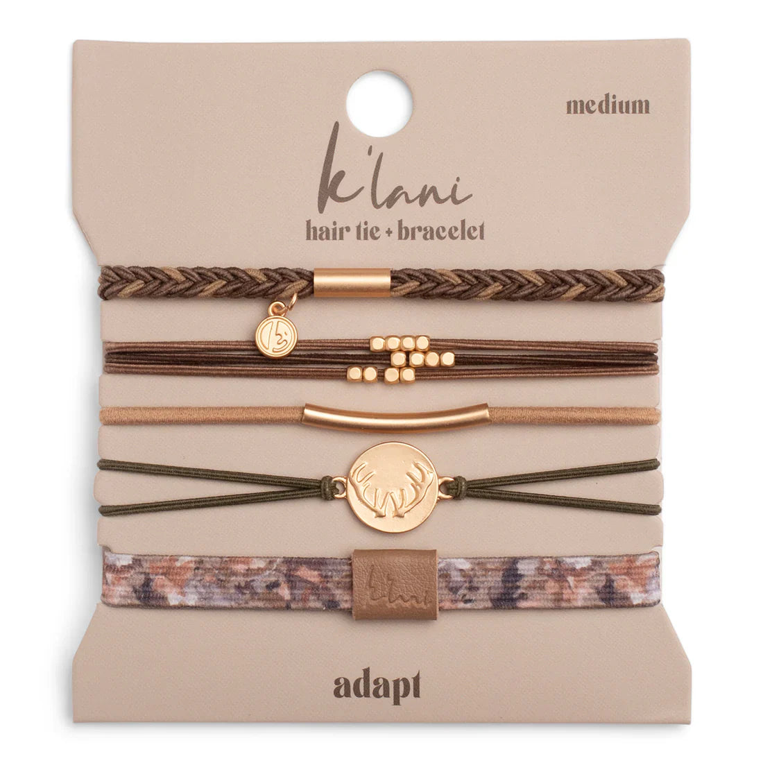 Adapt Camouflage Antler Charm Hair Tie Bracelet Set
