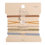 Grow Earthy Toned Silver Palm Tree Charm Hair Tie Bracelet Set