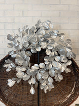 24" Silver Glittered Paddle Leaf Wreath
