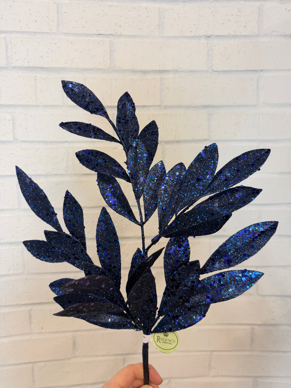 Midnight Blue Sequin Glitter Laurel Spray