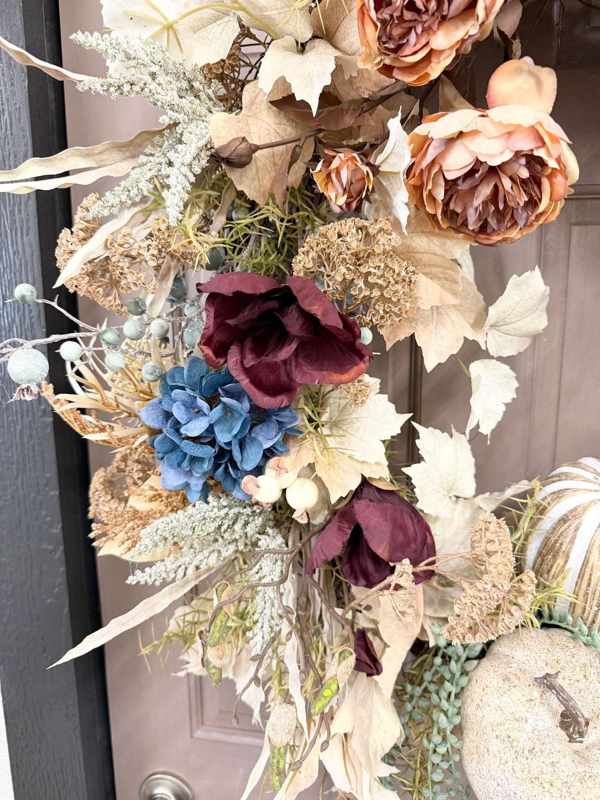 31" Blue Velvet Harvest Wreath