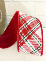 2.5" Red White Cotton Plaid Ribbon Bolt