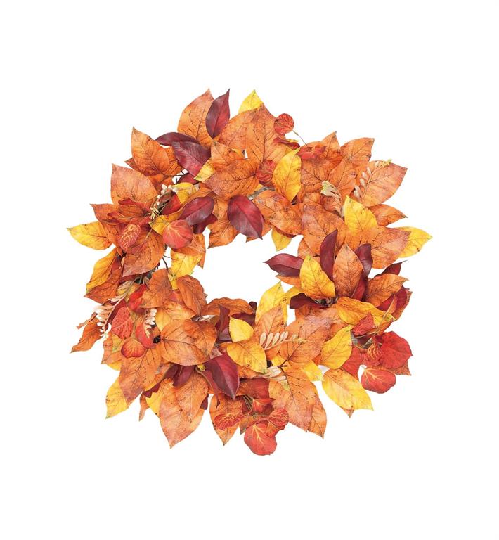 24" Mixed Cherry Plum Leaf Wreath