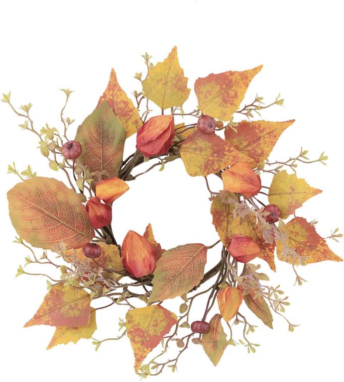 11" Orange Yellow Leaf Candle Ring