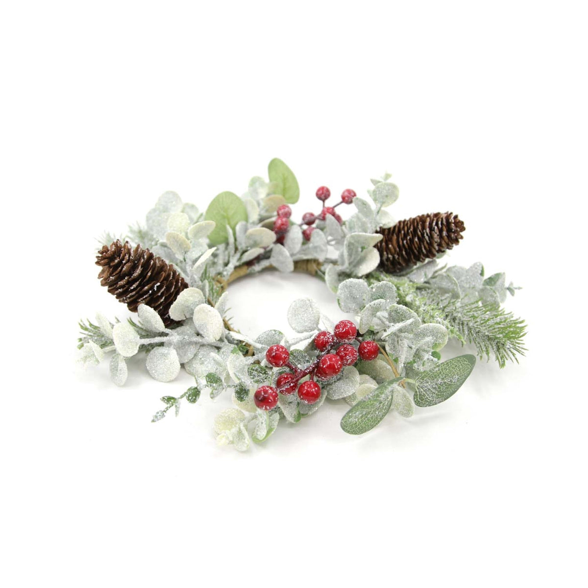 Frosted Eucalyptus and Berry Candle Ring