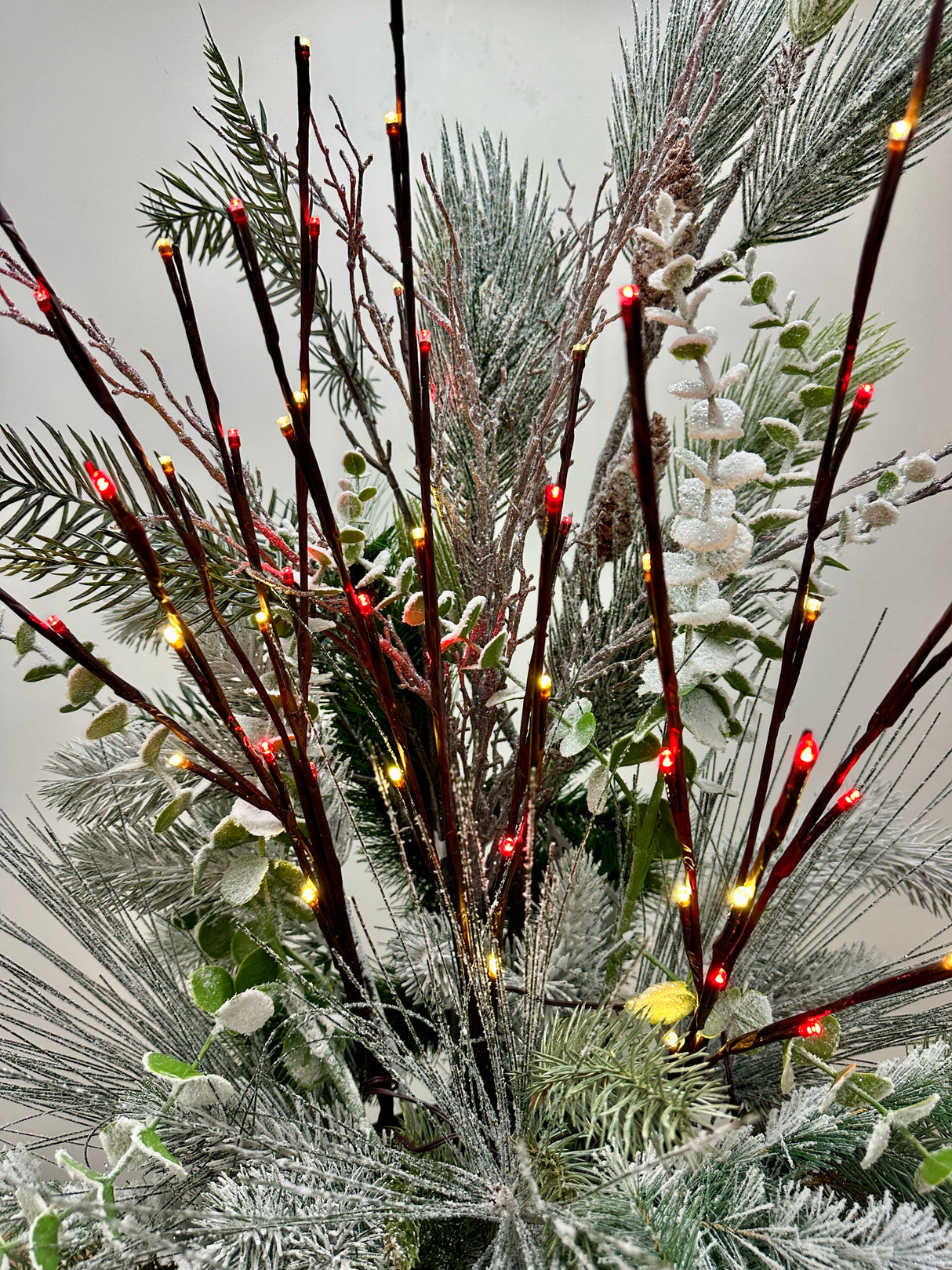 Outdoor Red & White Lighted Branch Set - Plug In