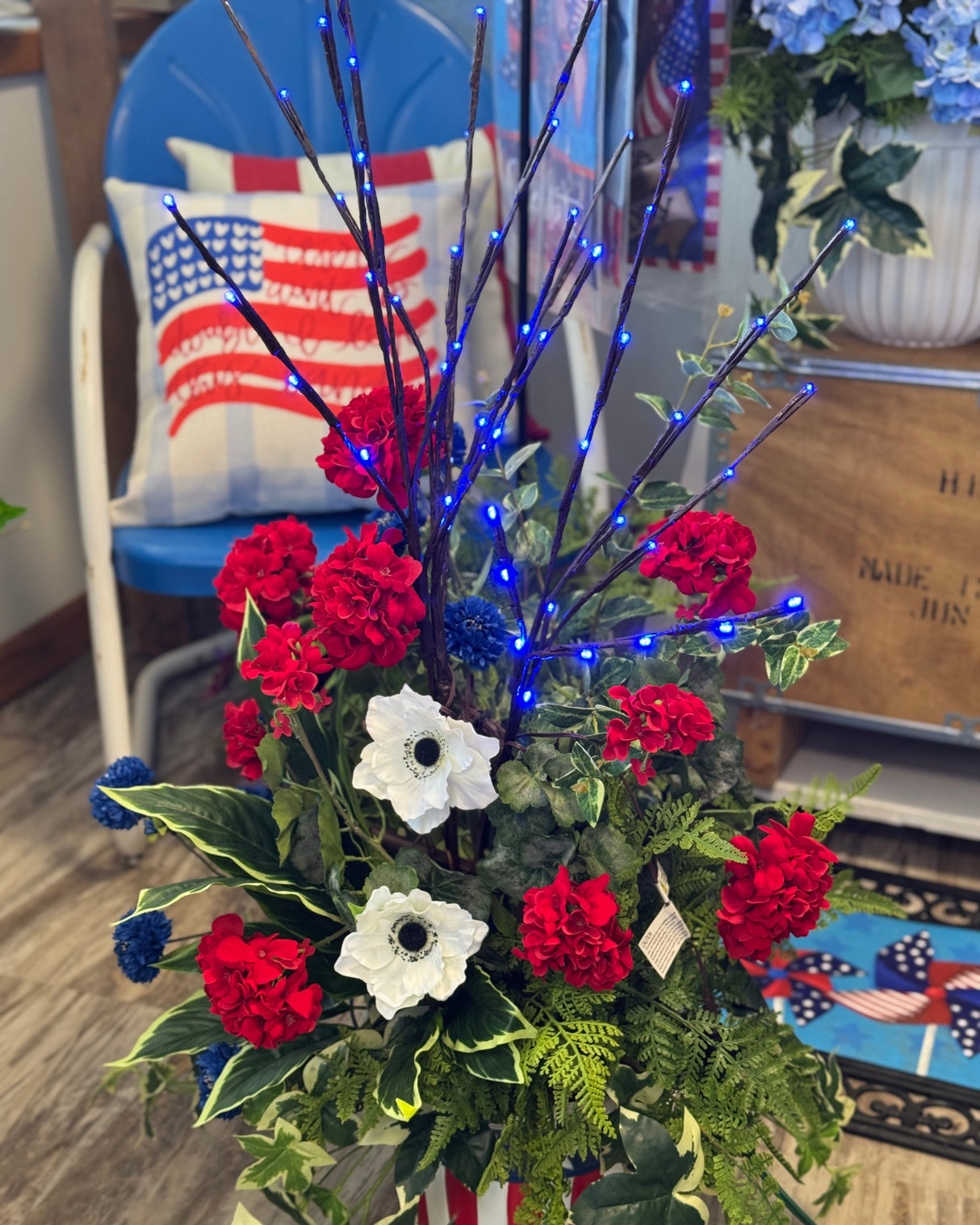 Outdoor Blue Lighted Branch Set of 3