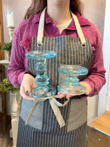 Coastal Blue Glass Candleholder Set of 3