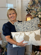 Lumbar White Pumpkin Applique Pillow