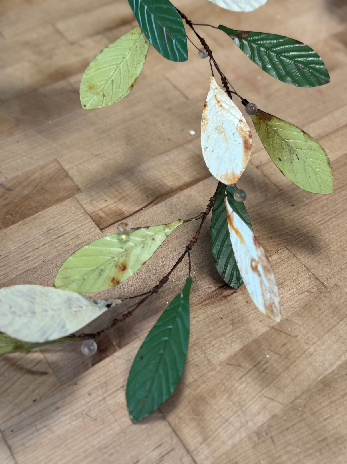 72" Hand-Painted Metal Leaves Garland