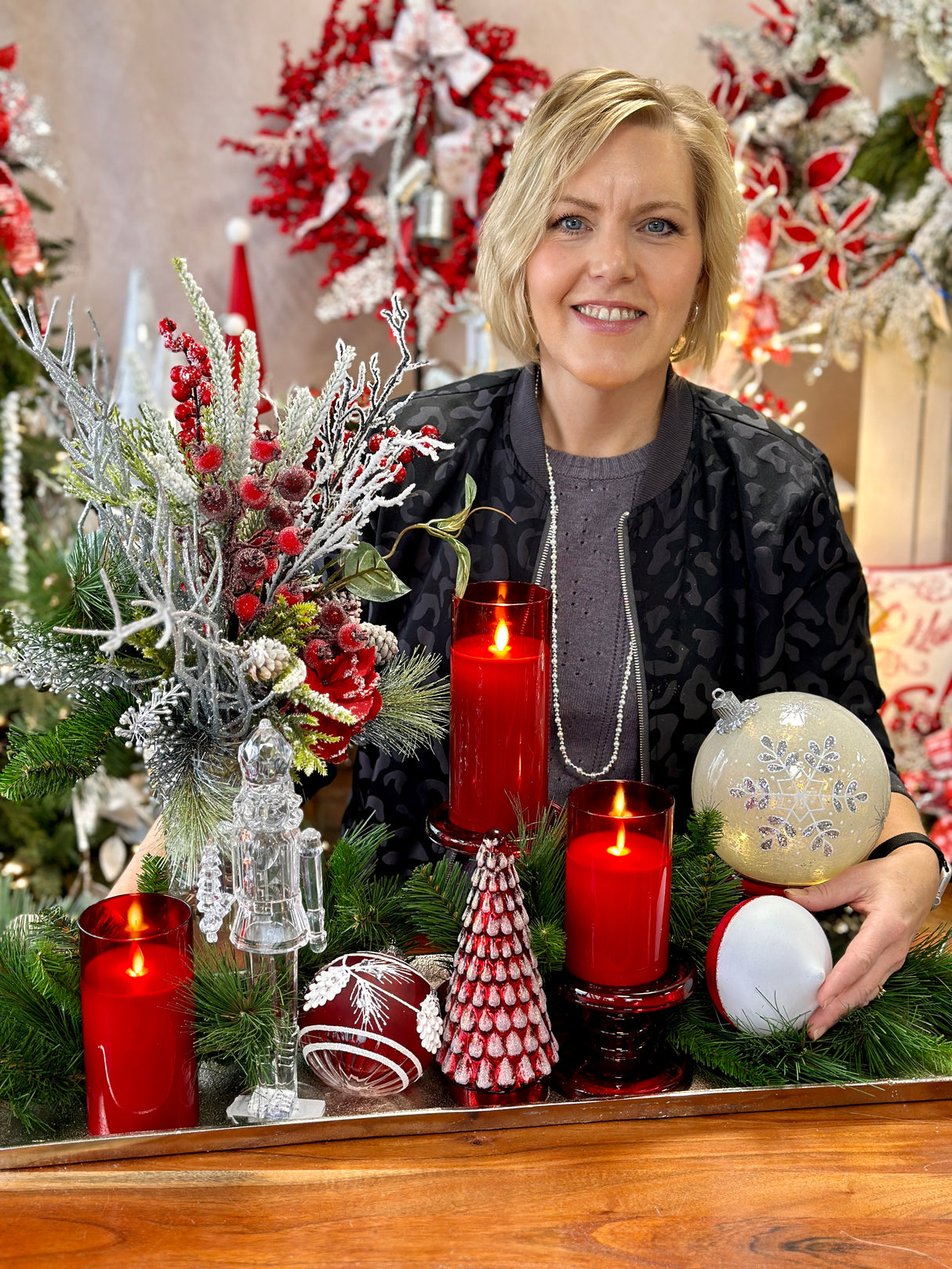 Red Moving LED Glass Candle Set