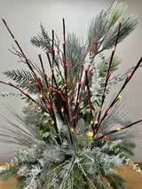 Outdoor Red & White Lighted Branch Set - Plug In