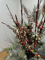 Outdoor Red & White Lighted Branch Set - Plug In