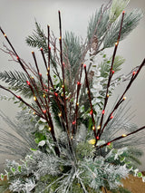 Outdoor Red & White Lighted Branch Set - Plug In