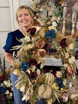31" Blue Velvet Harvest Wreath