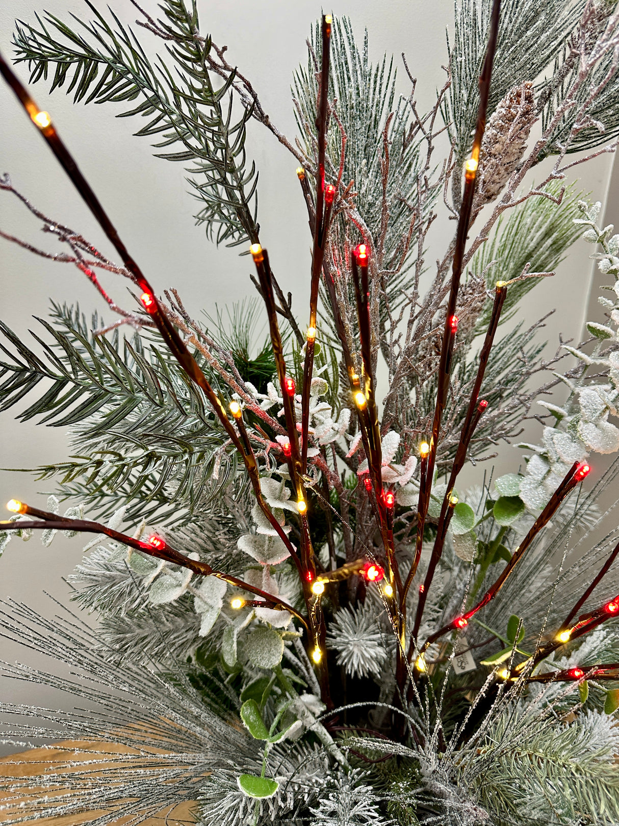 Outdoor Red & White Lighted Branch Set - Plug In