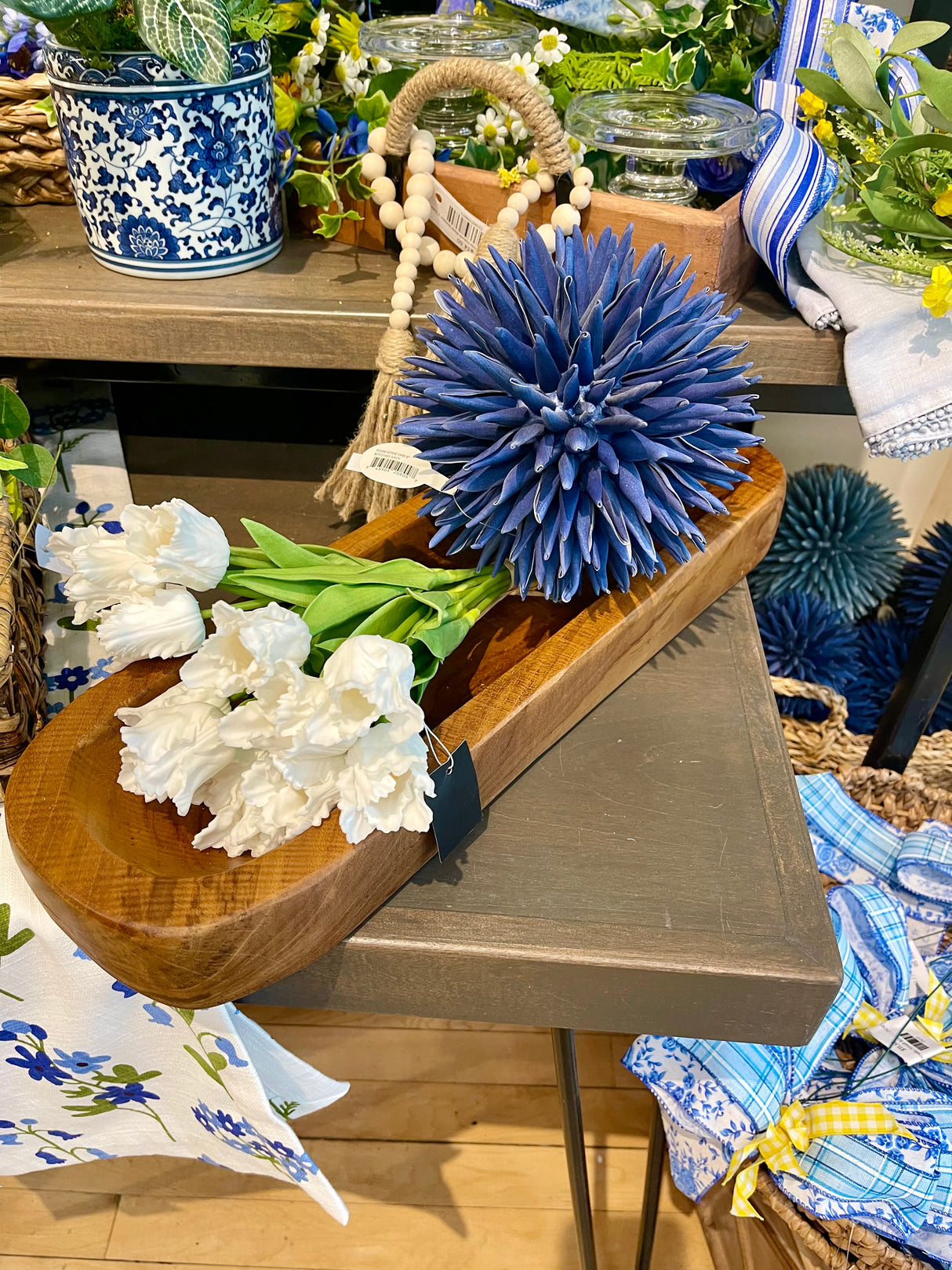Decorative Teak Wood Oblong Bowl
