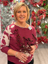 Burgundy Glitter Berry Spray