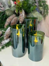 Green Moving LED Glass Candle Set