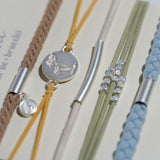 Grow Earthy Toned Silver Palm Tree Charm Hair Tie Bracelet Set