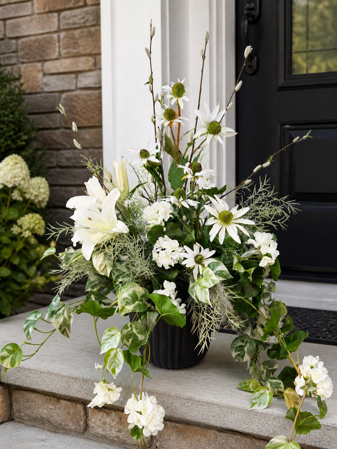 39" Whispering Whites Porch Pot