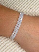 White Stretchy Facet Mila-Mix Bracelet