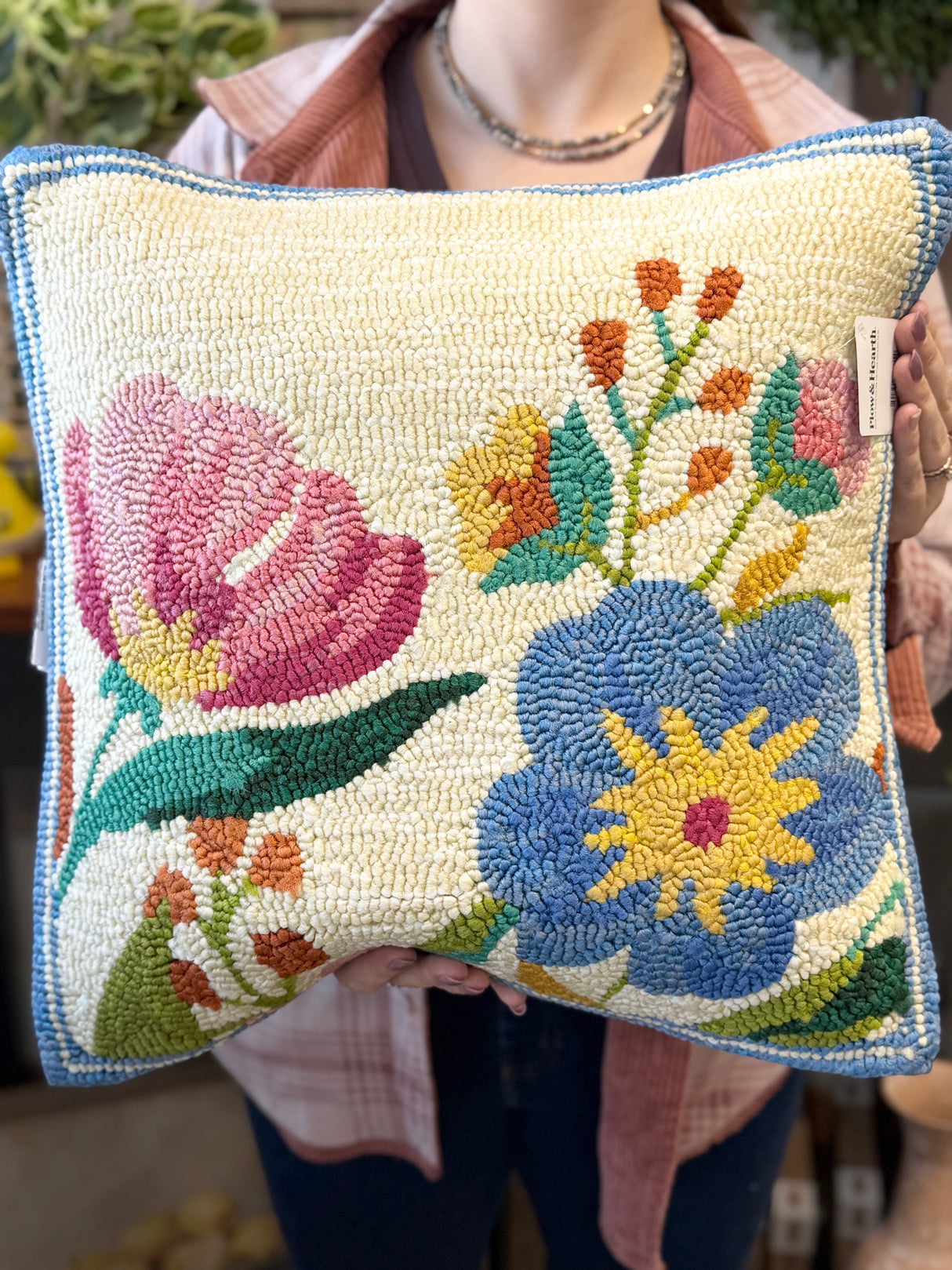 Spring Bloom Indoor/Outdoor Hooked Pillow
